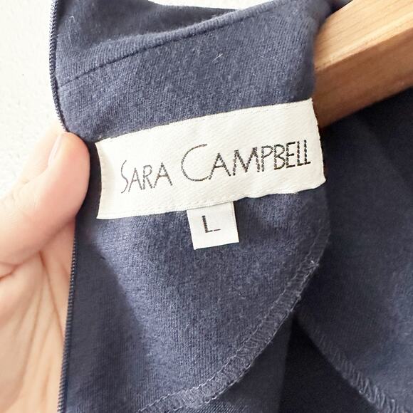 Sara Campbell Navy Wrap Mock Neck Short Sleeve Maxi Dress women's size large - Picture 8 of 12